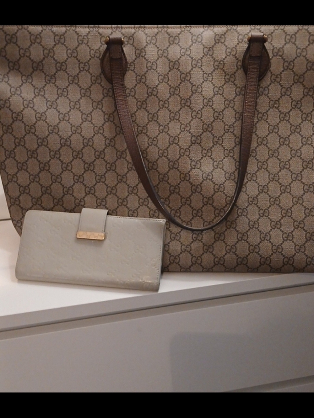 Gucci Beige Monogram Tote Bag